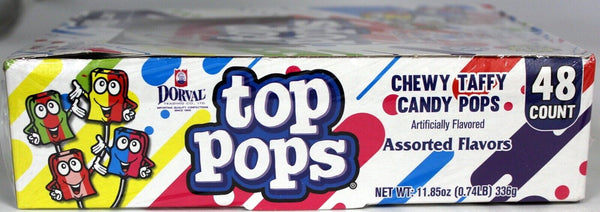 Top Pops Taffy Pops, 48-Pack – 4 Delicious Assorted Fruit Flavor Lollipops Candy