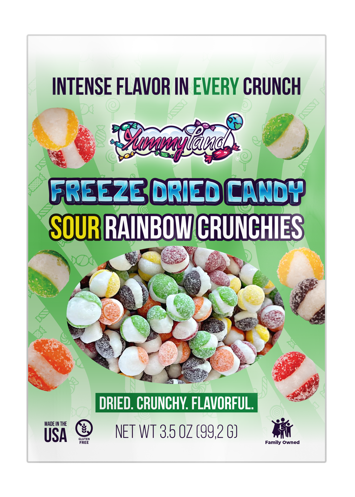 Freeze Dried Sour Rainbow Crunchies Candy - 3.5 oz