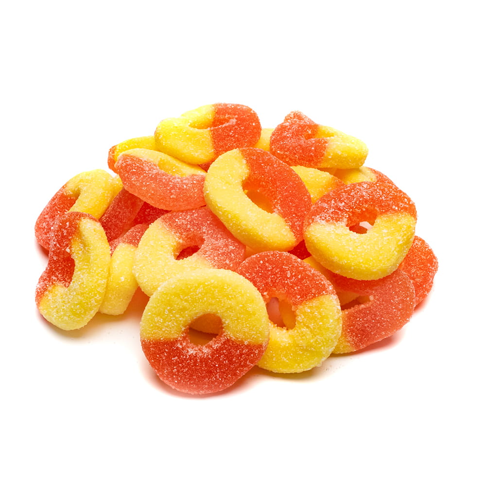 Gummi Peach Rings Gummi Peach Rings Candy – Soft & Chewy Peach Flavored Gummies, Sweet Fruity Candy Rings