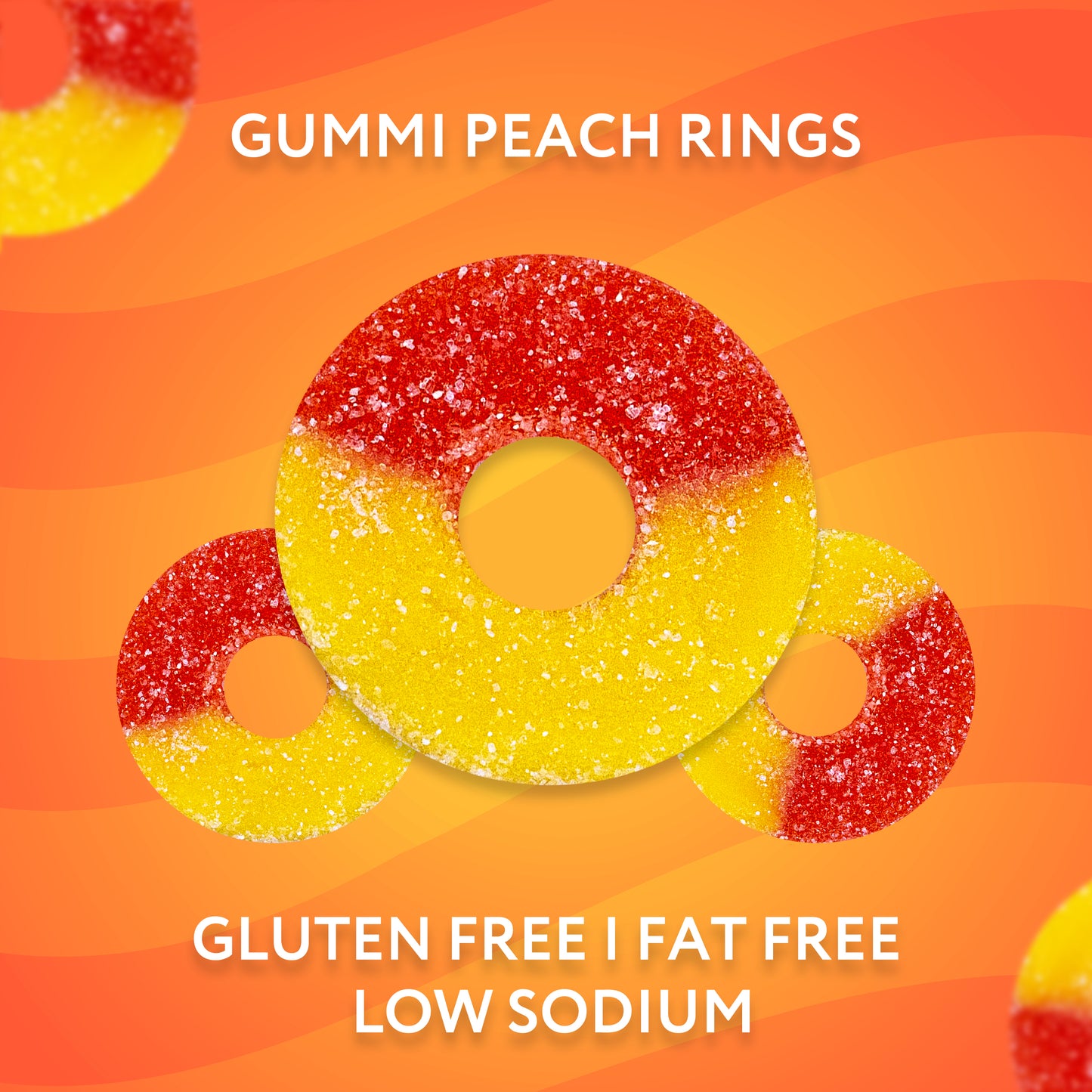 Peach Rings Gummi Candy, Soft & Chewy Gluten Free Gummy Candy