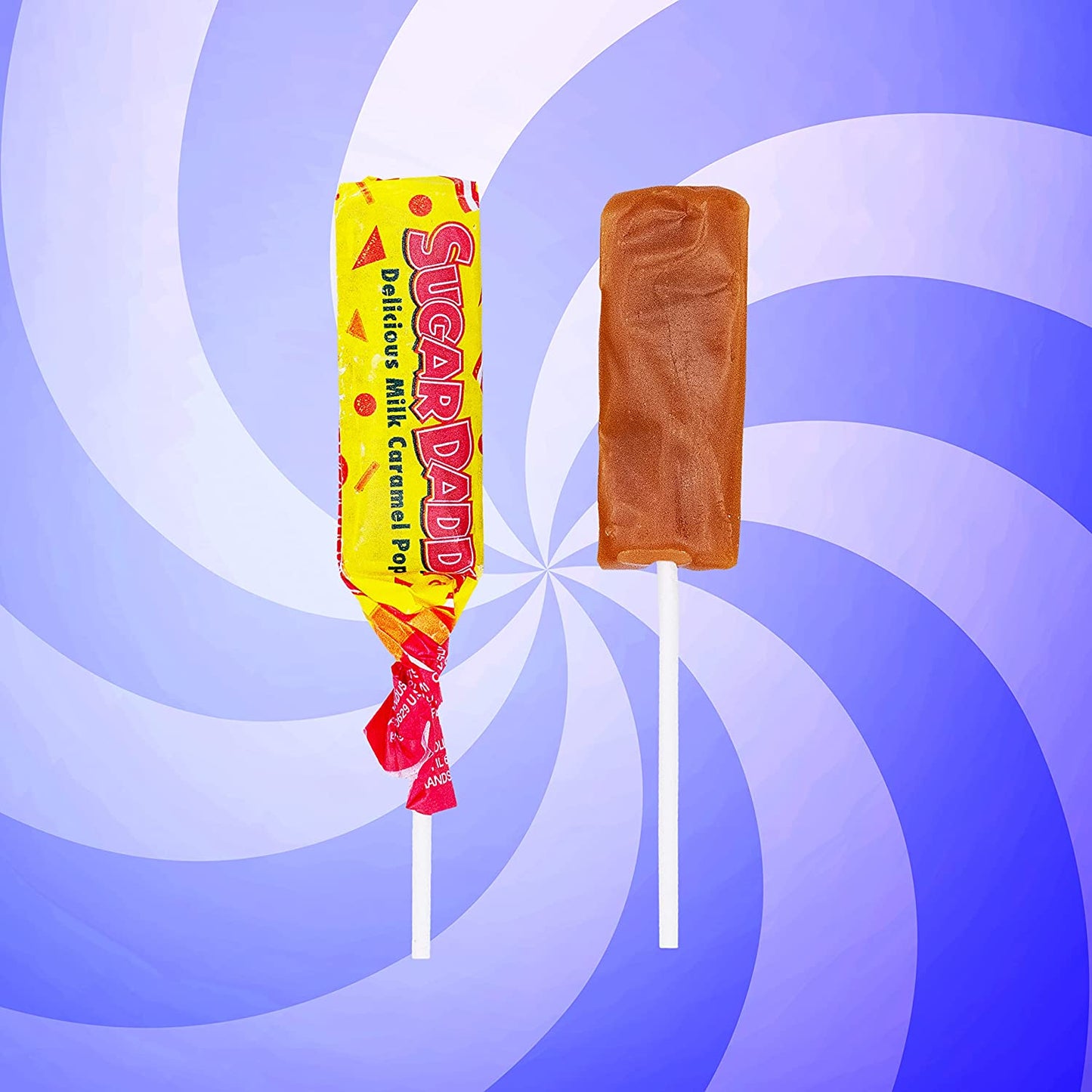 Sugar Daddy Milk Caramel Pops, Individually Wrapped Taffy Lollipops