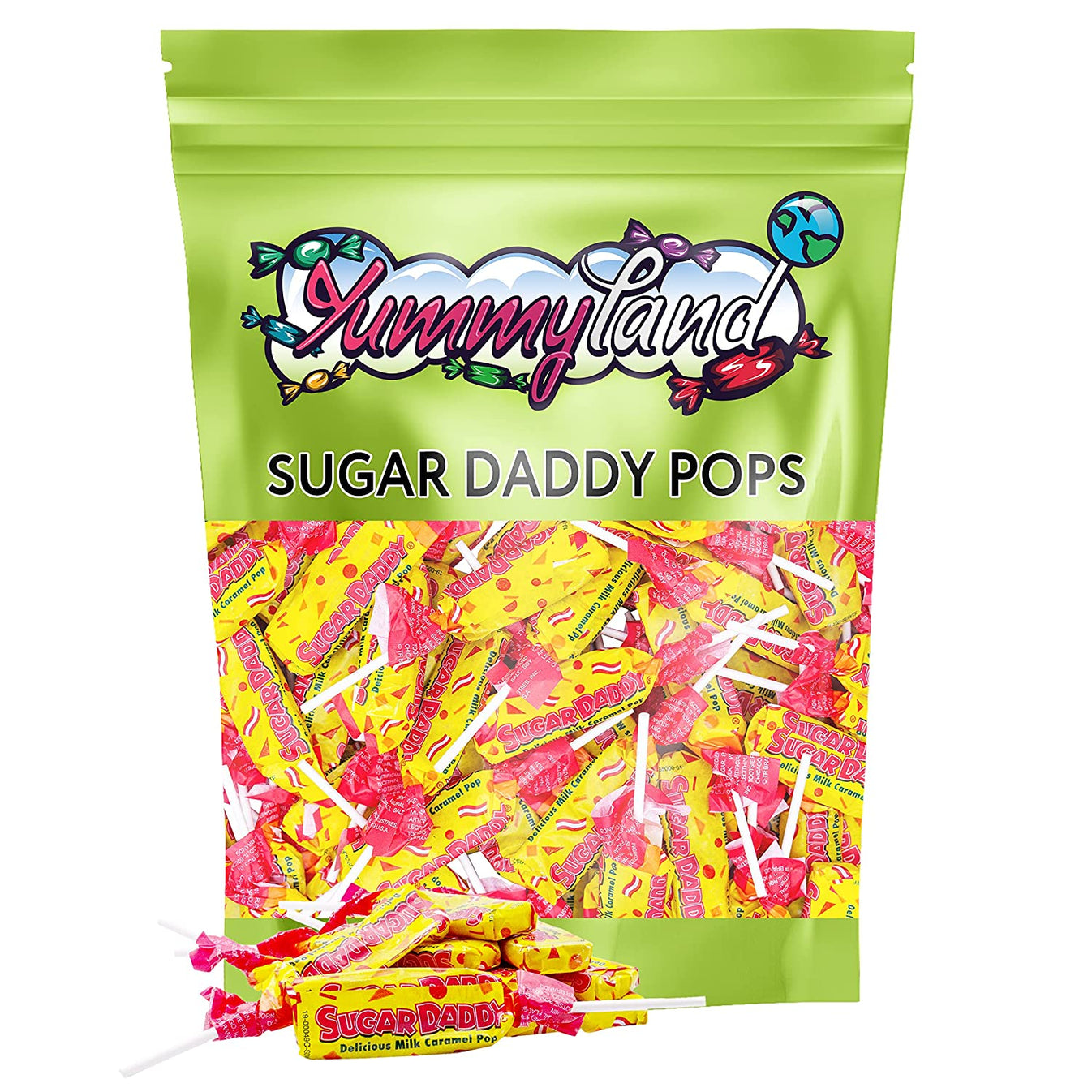 Sugar Daddy Milk Caramel Pops, Individually Wrapped Taffy Lollipops YUMMYLAND