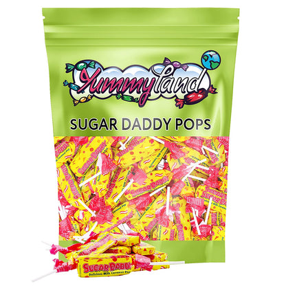 Sugar Daddy Milk Caramel Pops, Individually Wrapped Taffy Lollipops